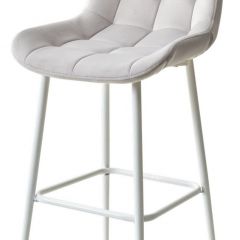 Барный стул ХОФМАН, цвет H-09 Светло-серый, велюр / белый каркас М-City в Ревде - revda.mebel24.online | фото 1