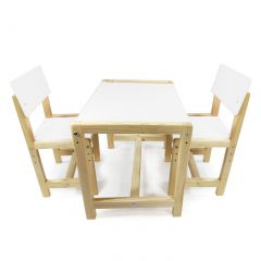 Детский растущий комплект стол и два стула  Я САМ "Лофт" (Белый, Сосна) в Ревде - revda.mebel24.online | фото 1