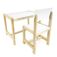 Детский растущий комплект стол и стул  Я САМ "Лофт" (Белый, Сосна) в Ревде - revda.mebel24.online | фото