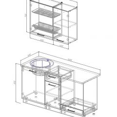 Кухонный гарнитур Антрацит 1600 (Стол. 26мм) в Ревде - revda.mebel24.online | фото 2