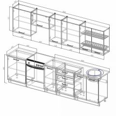 Кухонный гарнитур Антрацит 3000 (Стол. 26мм) в Ревде - revda.mebel24.online | фото 2