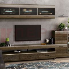 Гостиная Камелия Композиция 12 (Гикори Джексон темный) в Ревде - revda.mebel24.online | фото