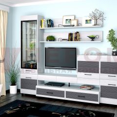 Гостиная Камелия Композиция 5 (Снежный ясень - серый) в Ревде - revda.mebel24.online | фото