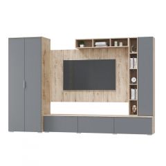 Гостинная СКАНДИ (модульная) Дуб бунратти/Смоки софт в Ревде - revda.mebel24.online | фото