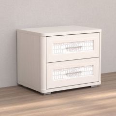 Кэт-4 Тумба 2 ящ (МДФ Бодега белая/Экокожа Caiman белый) в Ревде - revda.mebel24.online | фото