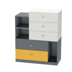 Клео К-1 Комод 5ящ. (ЛДСП графит-миндаль-солнечный) в Ревде - revda.mebel24.online | фото 1