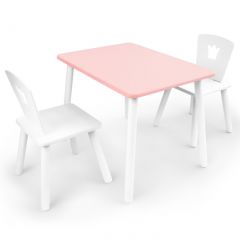 Комплект детской мебели стол и два стула Корона  (Розовый/Белый/Белый) в Ревде - revda.mebel24.online | фото 1
