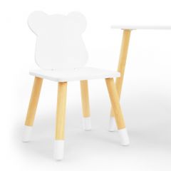 Комплект детской мебели стол и два стула Мишутка (Белый/Белый/Береза) в Ревде - revda.mebel24.online | фото