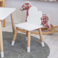 Комплект детской мебели стол и два стула Облачко (Белый/Белый/Береза) в Ревде - revda.mebel24.online | фото 3