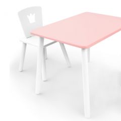 Комплект детской мебели стол и стул Корона (Розовый/Белый/Белый) в Ревде - revda.mebel24.online | фото 1