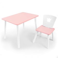Комплект детской мебели стол и стул Корона (Розовый/Розовый/Белый) в Ревде - revda.mebel24.online | фото
