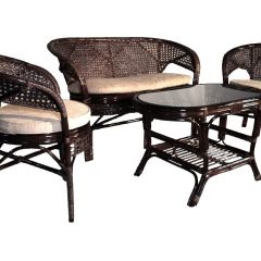 Комплект Пеланги 02/15 с 2-х местным диваном и овальным столом (Темно-коричневый) в Ревде - revda.mebel24.online | фото