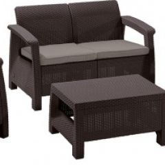 Комплект мебели Корфу сет (Corfu set) коричневый - серо-бежевый * в Ревде - revda.mebel24.online | фото