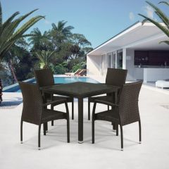 Комплект плетеной мебели T257A/YC379A-W53 Brown (4+1) + подушки на стульях в Ревде - revda.mebel24.online | фото