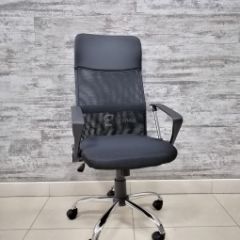 Кресло Barneo K-134H для персонала (черная ткань черная сетка) в Ревде - revda.mebel24.online | фото 1