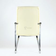 Кресло Barneo K-25 для посетителей и переговорных (хром, бежевая экокожа) в Ревде - revda.mebel24.online | фото 3