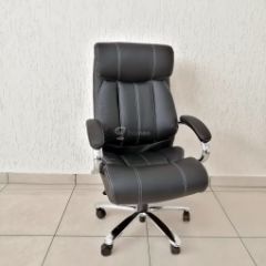 Кресло Barneo K-303 для руководителя (черная экокожа) в Ревде - revda.mebel24.online | фото
