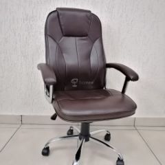 Кресло Barneo K-8 для руководителя (коричневая экокожа) в Ревде - revda.mebel24.online | фото