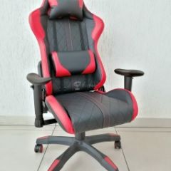 Кресло геймерское Barneo K-52 (черная экокожа красные вставки) в Ревде - revda.mebel24.online | фото
