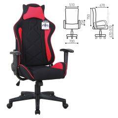 Кресло компьютерное BRABIX GT Racer GM-101 + подушка (ткань) черное/красное (531820) в Ревде - revda.mebel24.online | фото 2