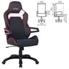 Кресло компьютерное BRABIX Nitro GM-001 (ткань/экокожа) черное, вставки красные (531816) в Ревде - revda.mebel24.online | фото 3