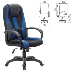 Кресло компьютерное BRABIX PREMIUM "Rapid GM-102" (экокожа/ткань, черное/синее) 532106 в Ревде - revda.mebel24.online | фото 2