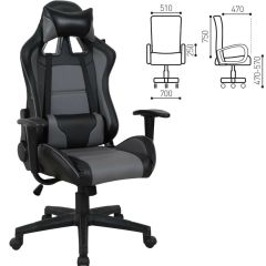 Кресло компьютерное BRABIX "GT Racer GM-100" (черное/серое) 531926 в Ревде - revda.mebel24.online | фото 2