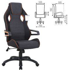 Кресло компьютерное BRABIX Techno Pro GM-003 (ткань черное/серое, вставки оранжевые) 531813 в Ревде - revda.mebel24.online | фото 2