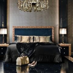 Кровать 2-х спальная (1,6 м) Тиффани Premium черная/золото с мягким элементом (Антрацит) с подъемным механизмомарт (ТФКР-3[3](П) в Ревде - revda.mebel24.online | фото 2
