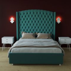 Кровать Берлин ЛЮКС с ПМ 1200 (велюр бирюзовый) в Ревде - revda.mebel24.online | фото 2