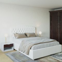 Кровать Берлин с ПМ 1600 (экокожа белая) в Ревде - revda.mebel24.online | фото 2