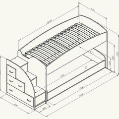 Кровать-чердак "Дюймовочка-4.2"  Дуб молочный/Оранжевый в Ревде - revda.mebel24.online | фото 3