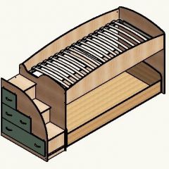 Кровать-чердак "Дюймовочка-4.2"  Дуб молочный/Оранжевый в Ревде - revda.mebel24.online | фото 4