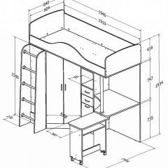 Кровать-чердак "Теремок-1" Дуб молочный/Розовый в Ревде - revda.mebel24.online | фото 2