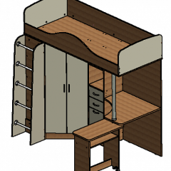 Кровать-чердак "Теремок-1" Дуб молочный/Розовый в Ревде - revda.mebel24.online | фото 3