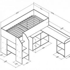 Кровать-чердак "Теремок-2" Дуб молочный в Ревде - revda.mebel24.online | фото 3