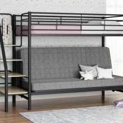 Кровать двухъярусная с диваном "Мадлен-3" (Черный/Серый) в Ревде - revda.mebel24.online | фото