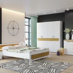 Кровать Милана 1600 + основание (Белый/Сосна Гранд) в Ревде - revda.mebel24.online | фото 5