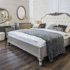 Кровать Мокко 1600 с мягким изголовьем + основание (серый камень) в Ревде - revda.mebel24.online | фото 1