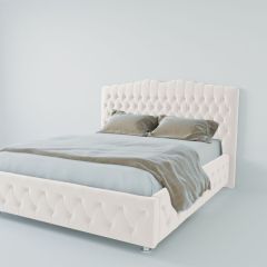 Кровать Нягань с ПМ 1600 (экокожа белая) в Ревде - revda.mebel24.online | фото 2