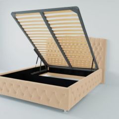 Кровать Нягань с ПМ 800 (экокожа бежевая) в Ревде - revda.mebel24.online | фото