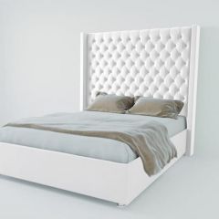 Кровать Версаль ЛЮКС без основания 1600 (экокожа белая) в Ревде - revda.mebel24.online | фото
