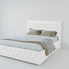 Кровать Версаль 1600 без основания (экокожа белый) в Ревде - revda.mebel24.online | фото 1