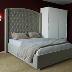 Кровать Версаль ЛЮКС с ПМ 1400 (велюр серый) в Ревде - revda.mebel24.online | фото