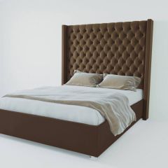 Кровать Версаль ЛЮКС с ПМ 1600 (экокожа коричневая) в Ревде - revda.mebel24.online | фото