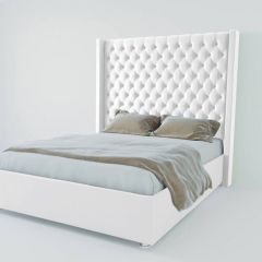 Кровать Версаль ЛЮКС с ПМ 2000 (экокожа белая) в Ревде - revda.mebel24.online | фото