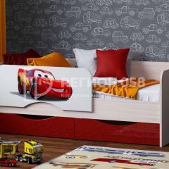 Кровать Юниор-12 с фотопеч. "Тачки" в Ревде - revda.mebel24.online | фото