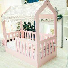 Кровать-домик без ящика 800*1600 (Розовый) в Ревде - revda.mebel24.online | фото
