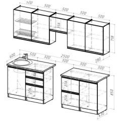 Кухонный гарнитур Адажио мега 2500 мм в Ревде - revda.mebel24.online | фото 2