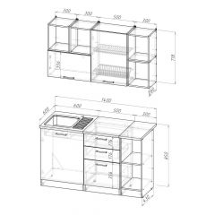 Кухонный гарнитур Лариса медиум 3 1400 мм в Ревде - revda.mebel24.online | фото 2